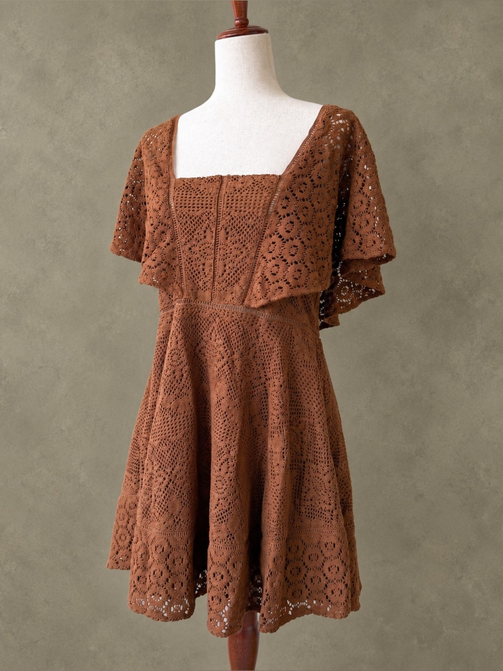 Jonathan Simkhai Brown Crochet Mini Dress